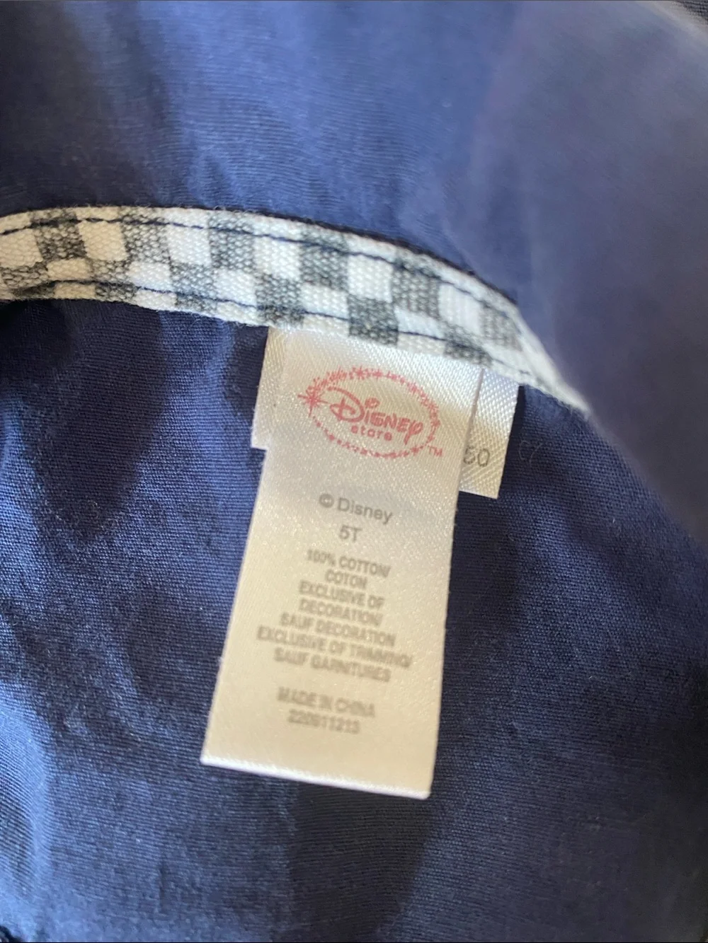 Disney Navy Blue Lightning Patch Button-Front Kids Shirt
